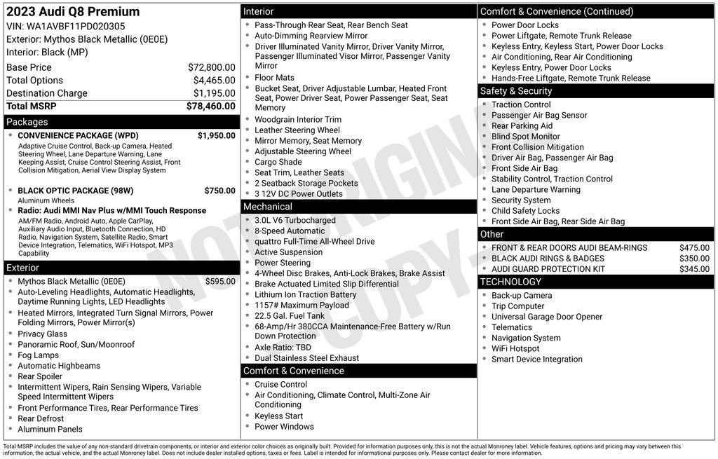 Certified 2023 Audi Q8 Premium w/ Convenience Package AWD/4WD image 3