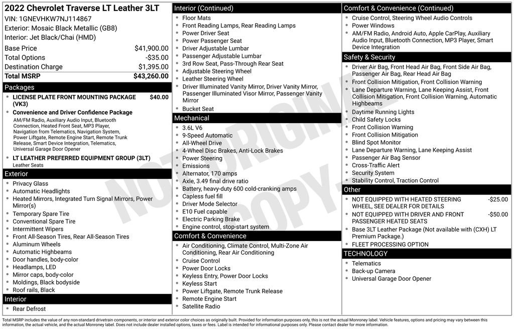 Used 2022 Chevrolet Traverse LT image 36