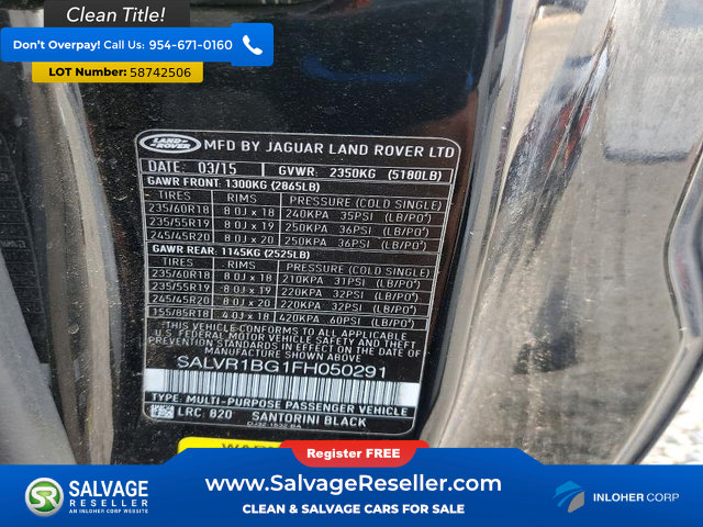 Used 2015 Land Rover Range Rover Evoque Pure Premium AWD/4WD image 17