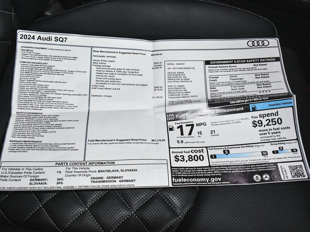 Used 2024 Audi SQ7 Prestige w/ Prestige Package AWD/4WD image 71
