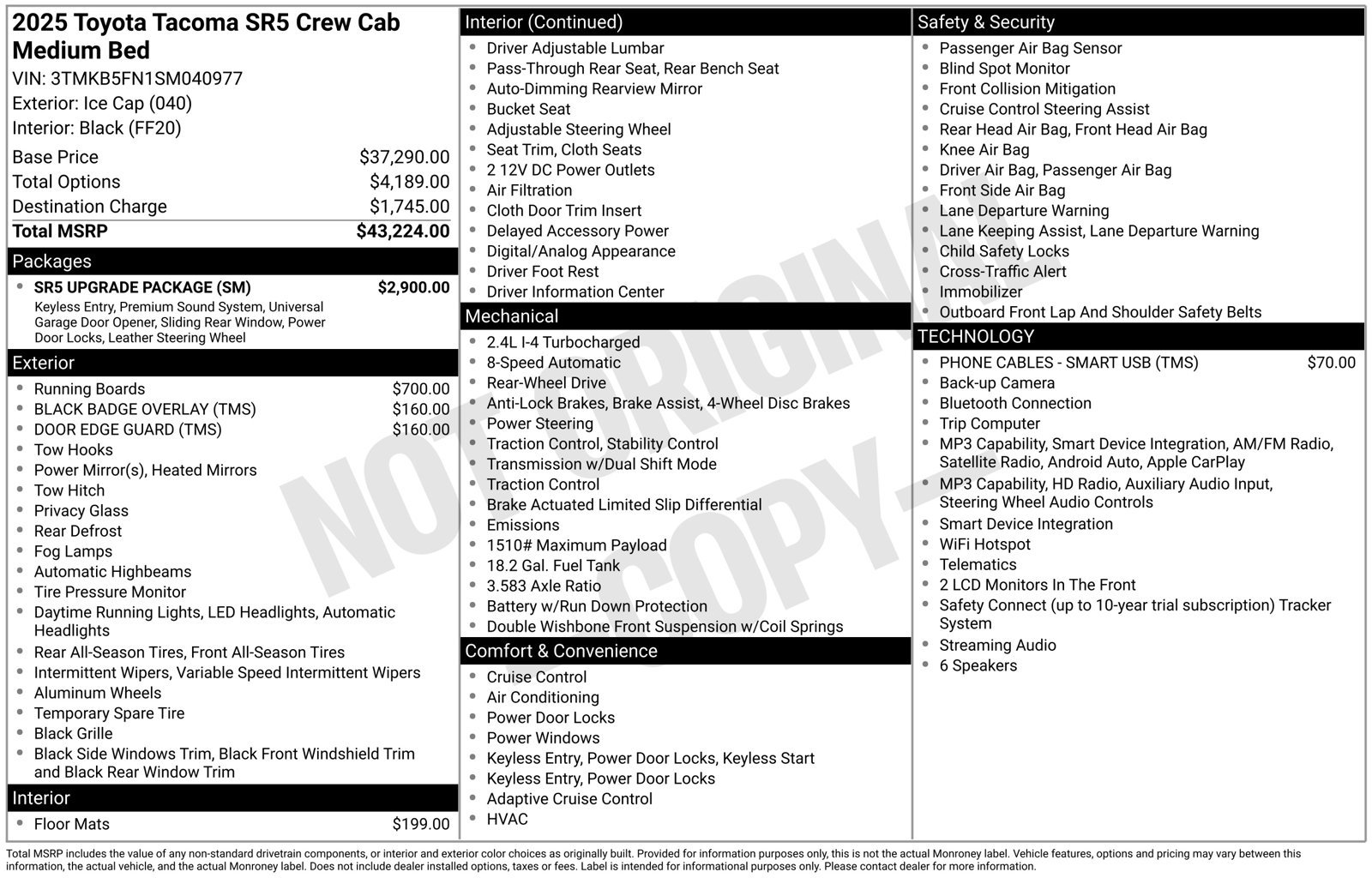 Used 2025 Toyota Tacoma SR5 w/ SR5 Upgrade Package RWD image 47