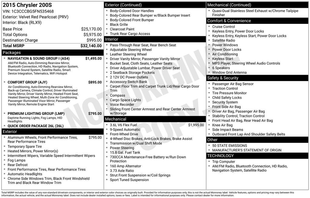 Used 2015 Chrysler 200 S w/ Navigation & Sound Group I image 37