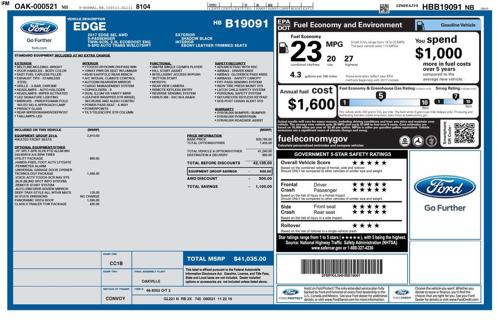 Used 2017 Ford Edge SEL w/ Equipment Group 201A AWD/4WD image 21