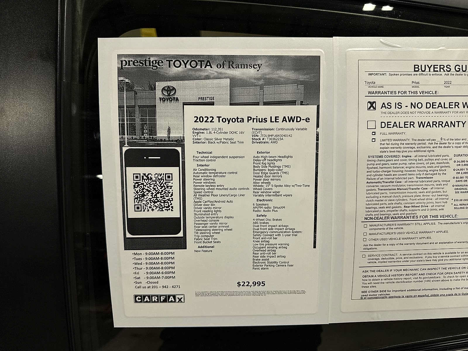 Used 2022 Toyota Prius LE AWD/4WD image 13