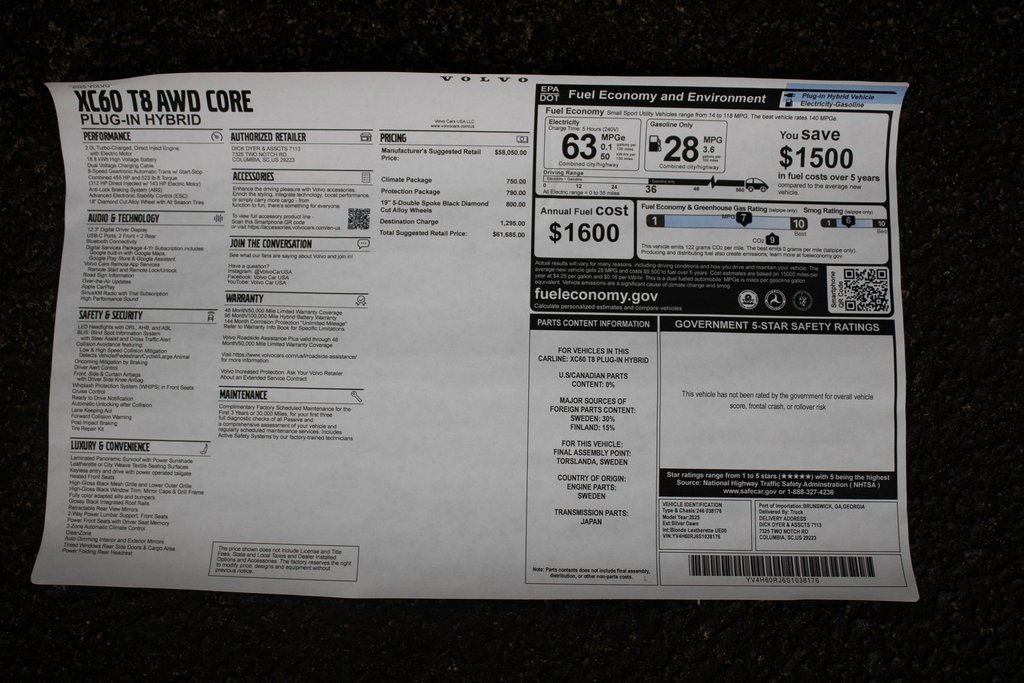 Certified 2025 Volvo XC60 T8 Core w/ Protection Package Premier image 16