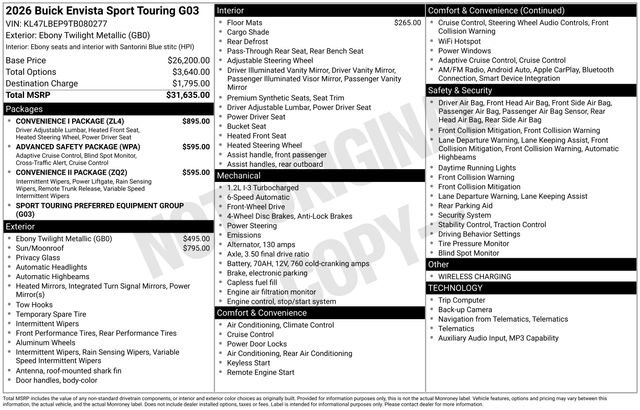 New 2026 Buick Envista Sport Touring w/ Convenience I Package image 26