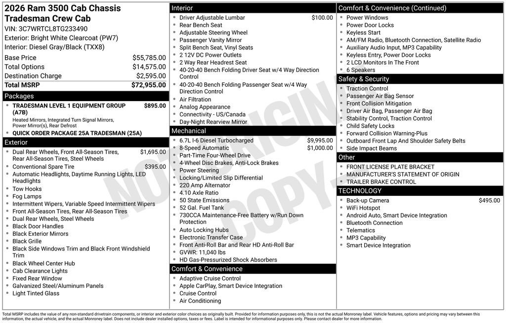 New 2026 RAM 3500 Tradesman AWD/4WD image 24