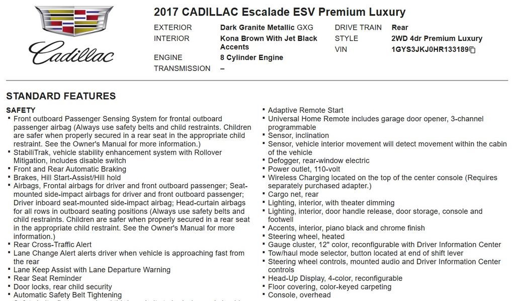 Used 2017 Cadillac Escalade ESV Premium Luxury RWD image 17