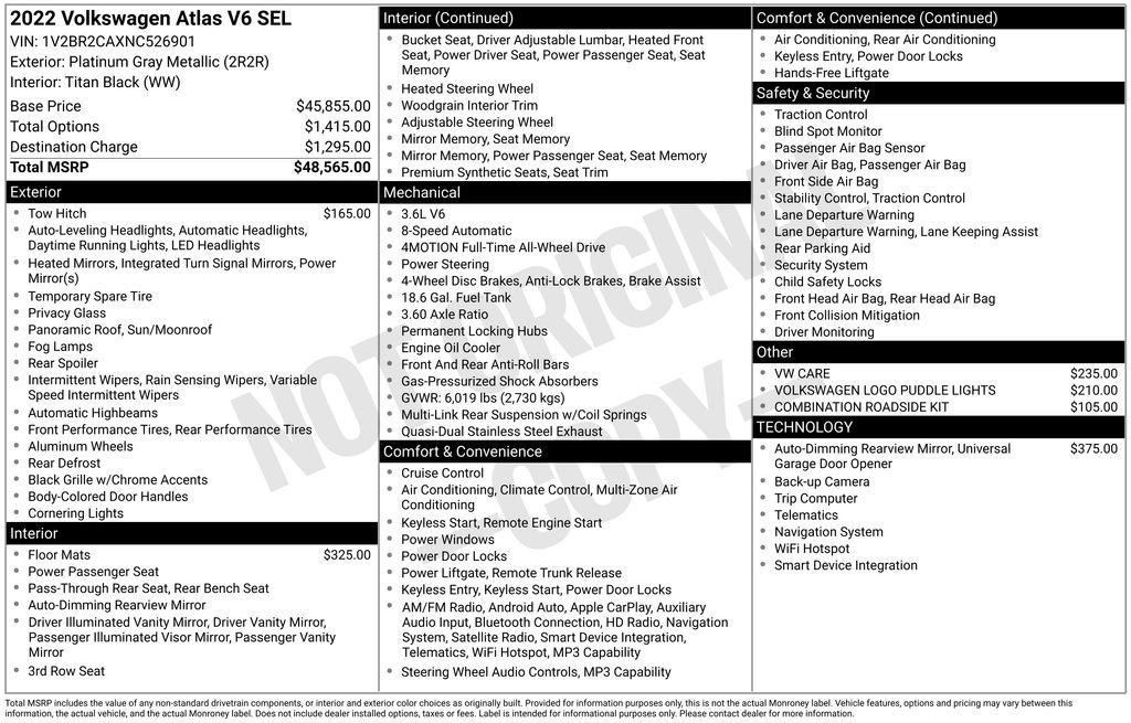 Used 2022 Volkswagen Atlas SEL AWD/4WD image 6