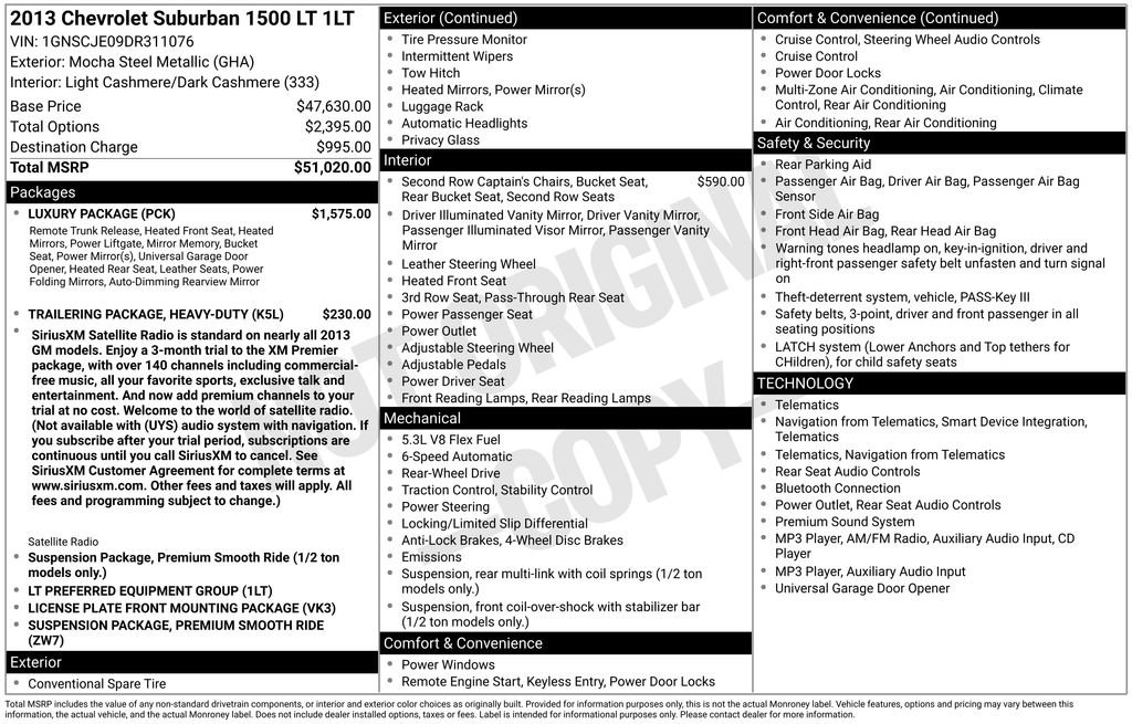 Used 2013 Chevrolet Suburban LT w/ Luxury Package RWD image 11