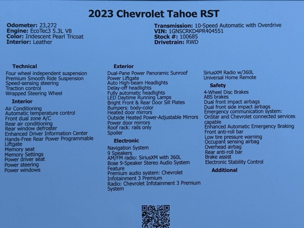 Used 2023 Chevrolet Tahoe RST w/ Luxury Package RWD image 49