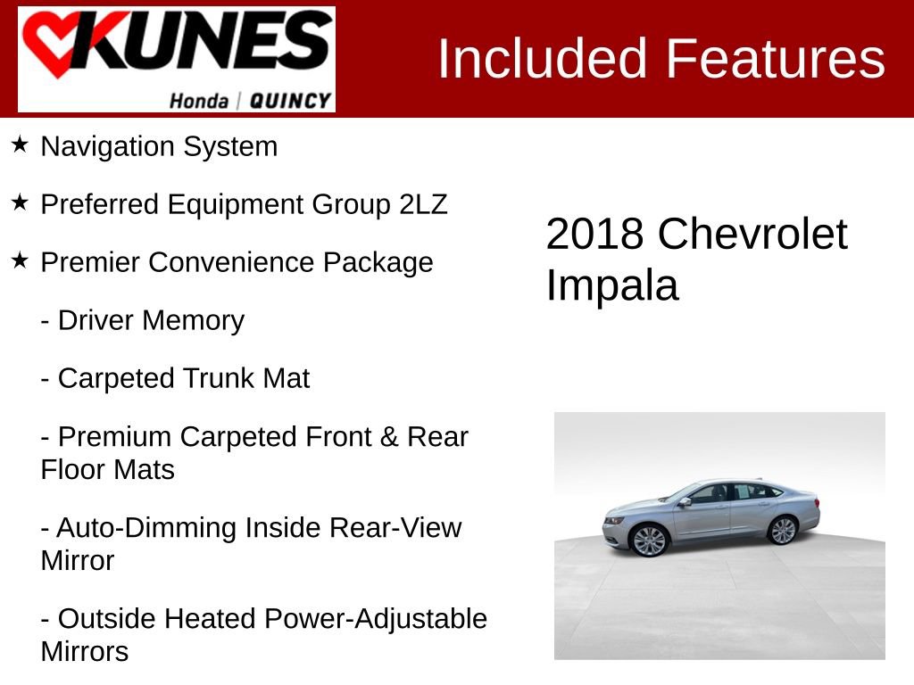 Used 2018 Chevrolet Impala Premier w/ Premier Confidence Package image 2