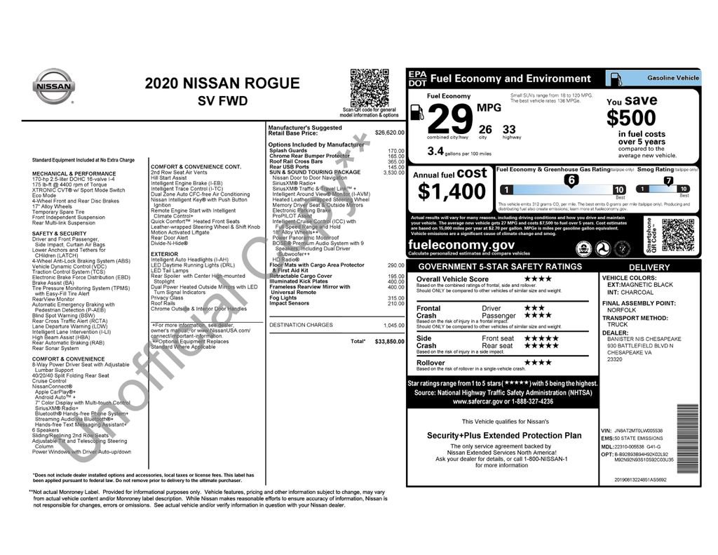 Used 2020 Nissan Rogue SV w/ Sun & Sound Touring Package FWD image 2
