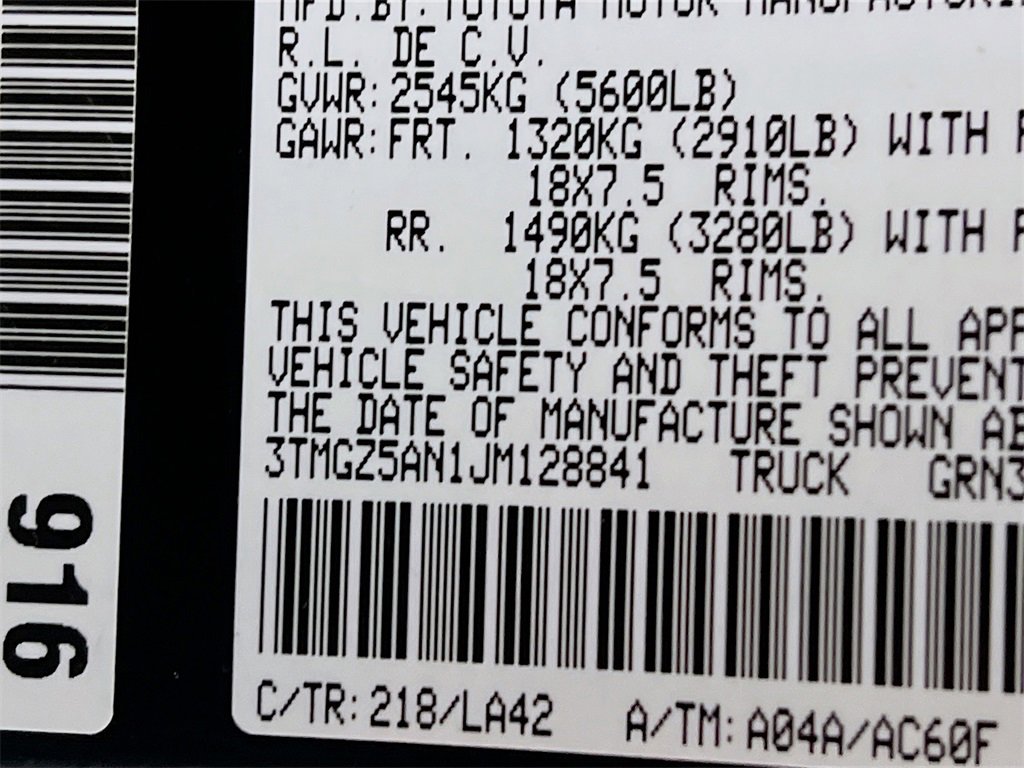 Certified 2018 Toyota Tacoma Limited image 29