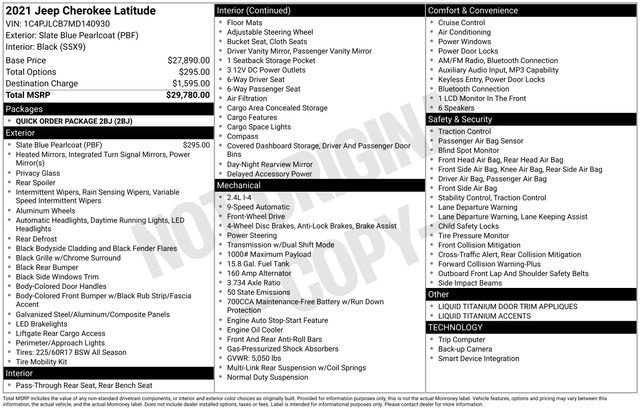 Used 2021 Jeep Cherokee Latitude FWD image 10
