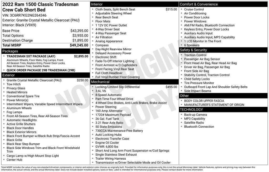Used 2022 RAM 1500 Tradesman w/ Tradesman SXT Package AWD/4WD image 5