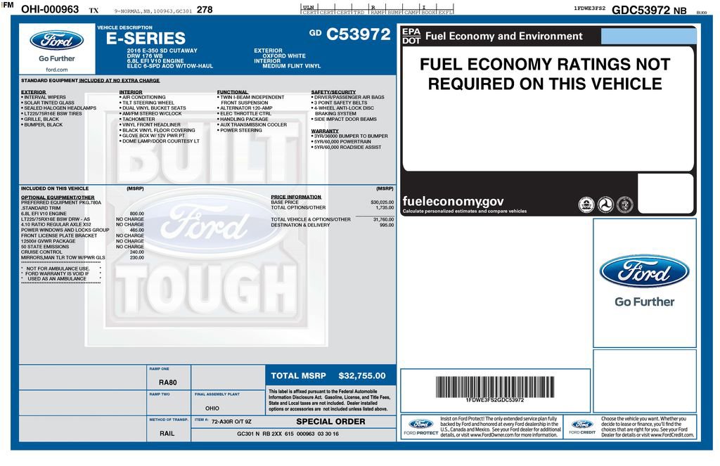 Used 2016 Ford E-350 and Econoline 350 Super Duty w/ Power Windows & Locks Group RWD image 10