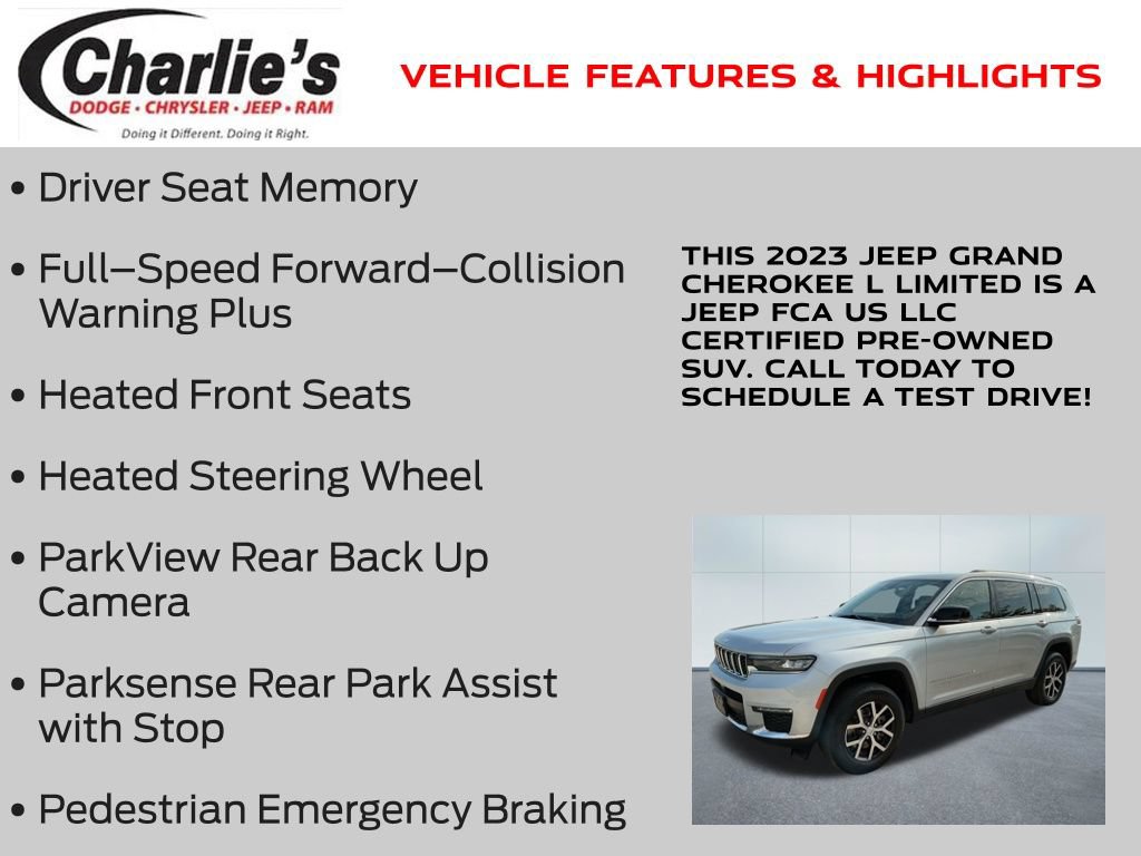 Certified 2023 Jeep Grand Cherokee L Limited AWD/4WD image 13