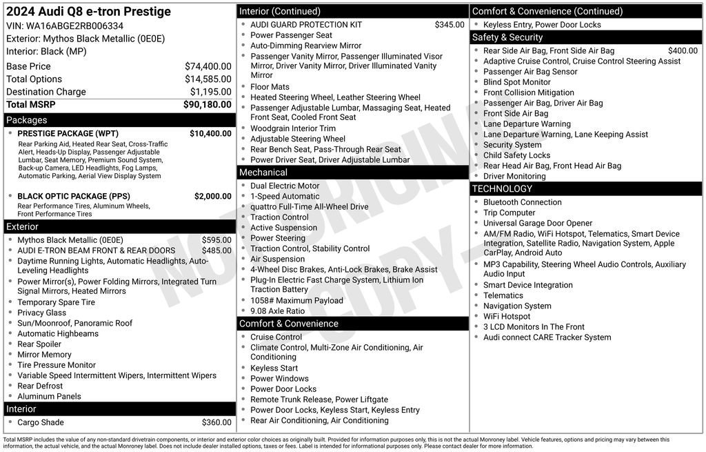 Used 2024 Audi Q8 e-tron Prestige w/ Prestige Package AWD/4WD image 39