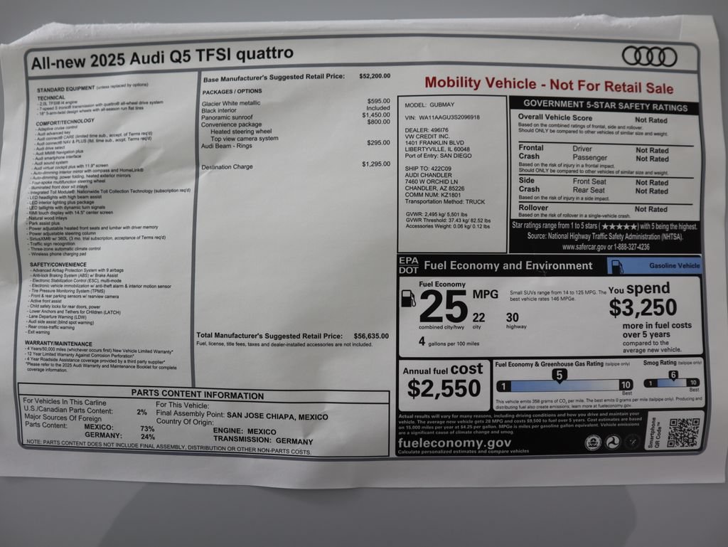 Used 2025 Audi Q5 Premium w/ Convenience Package AWD/4WD image 9