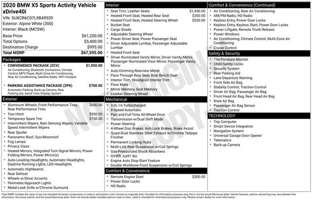 Used 2020 BMW X5 xDrive40i w/ Convenience Package image 48