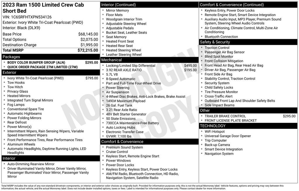 Used 2023 RAM 1500 Limited w/ Body Color Bumper Group image 44
