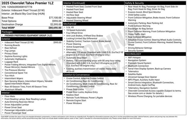Used 2025 Chevrolet Tahoe Premier AWD/4WD image 10
