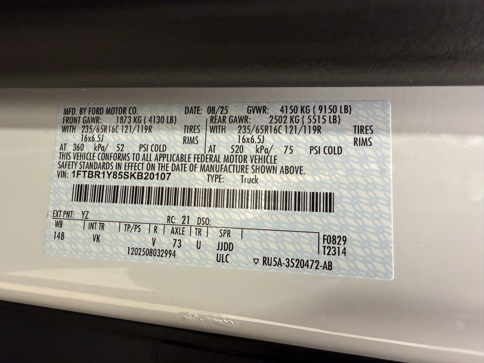 New 2025 Ford Transit 250 Low Roof w/ Load Area Protection Package image 22