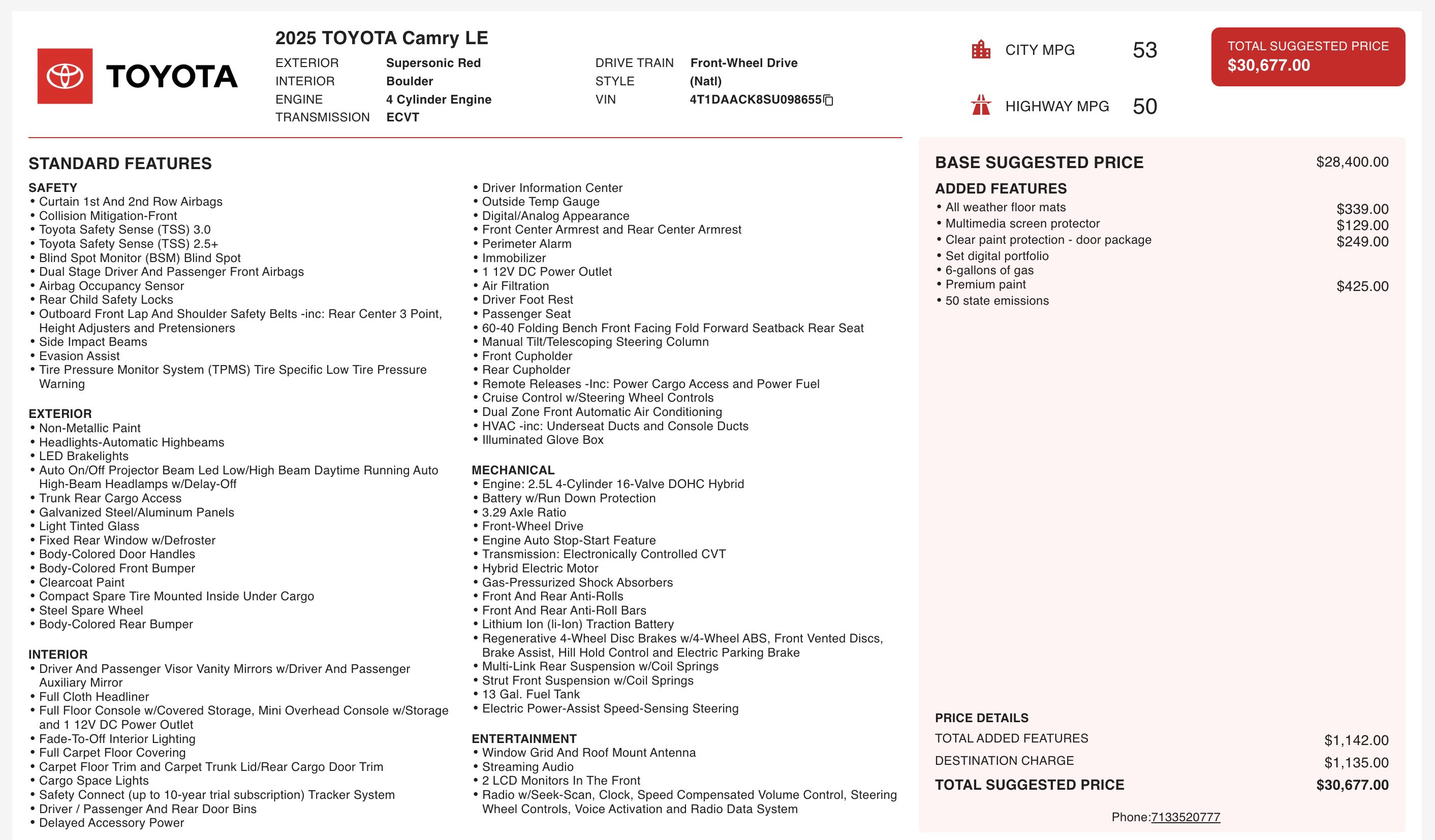 Used 2025 Toyota Camry LE image 6