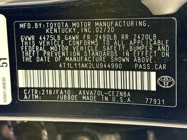 Certified 2020 Toyota Camry LE w/ Convenience Package image 16