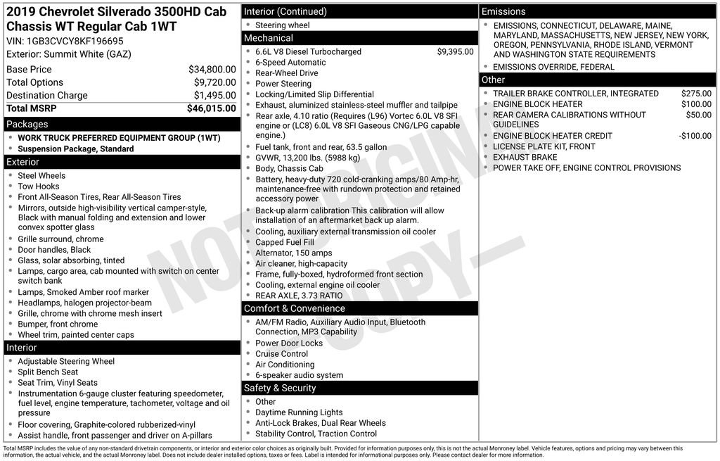 Used 2019 Chevrolet Silverado 3500 W/T image 2