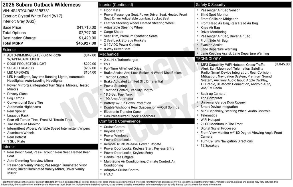 Used 2025 Subaru Outback Wilderness AWD/4WD image 58