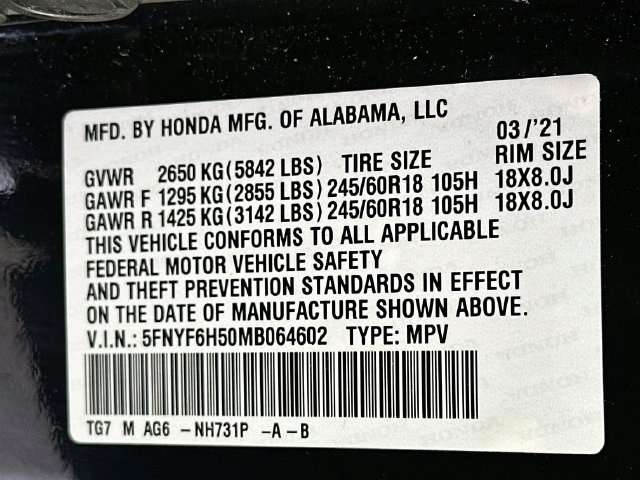 Certified 2021 Honda Pilot EX-L image 36