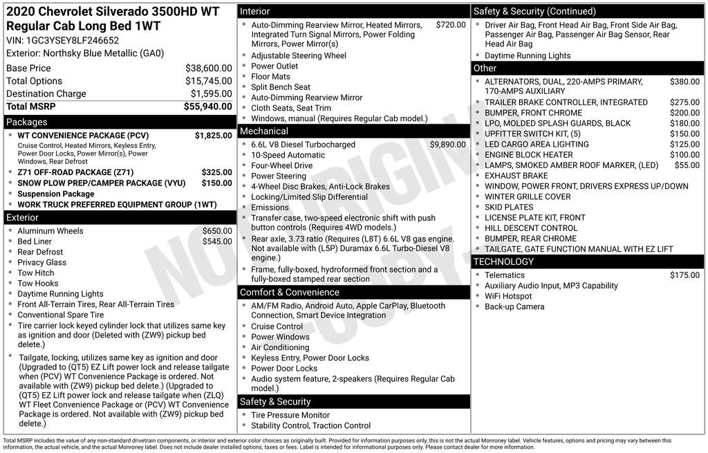 Used 2020 Chevrolet Silverado 3500 W/T w/ WT Convenience Package AWD/4WD image 25