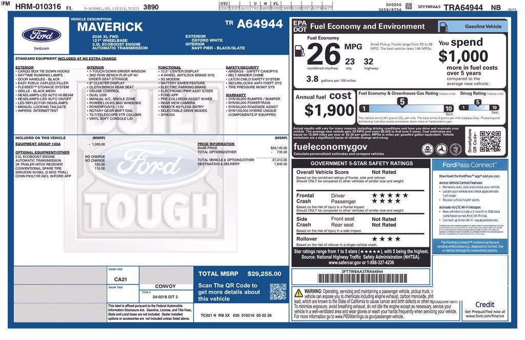 New 2026 Ford Maverick XL FWD image 8