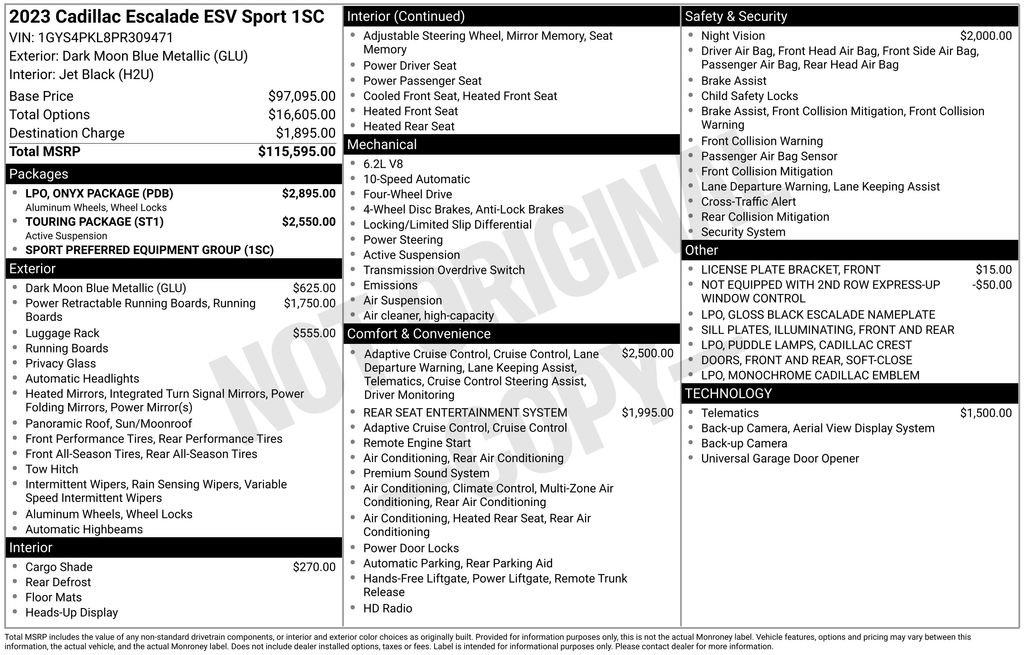 Used 2023 Cadillac Escalade ESV Sport w/ LPO, ONYX Package AWD/4WD image 13