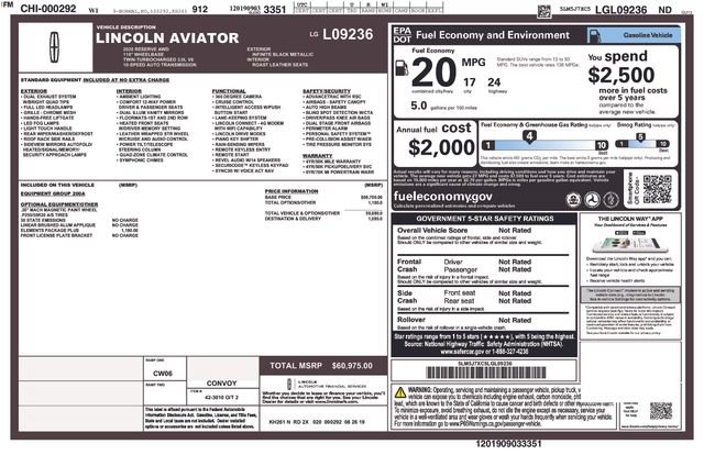 Used 2020 Lincoln Aviator Reserve w/ Elements Package Plus AWD/4WD image 46