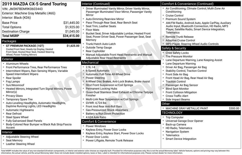 Used 2019 MAZDA CX-5 Grand Touring w/ GT Premium Package image 18