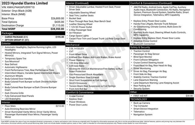 Used 2023 Hyundai Elantra Limited w/ Cargo Package FWD image 30