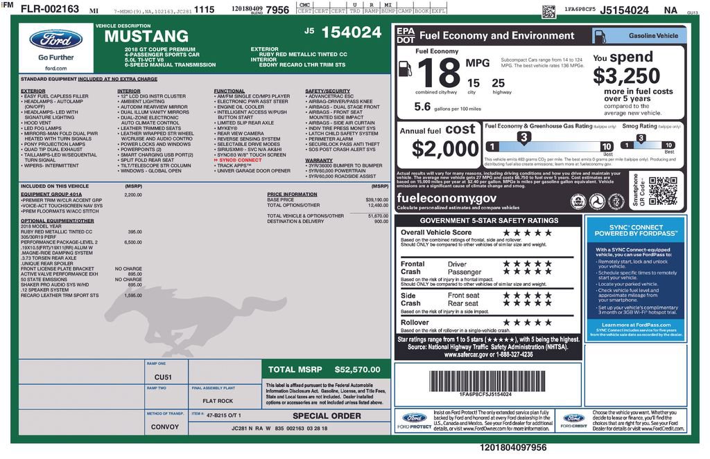 Used 2018 Ford Mustang GT Premium w/ Performance Package - Level 2 RWD image 47