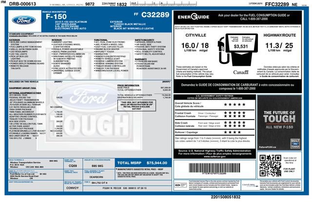 Used 2015 Ford F150 Platinum w/ Technology Package image 39