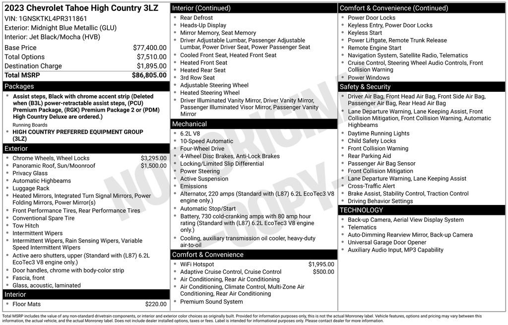Used 2023 Chevrolet Tahoe High Country AWD/4WD image 2