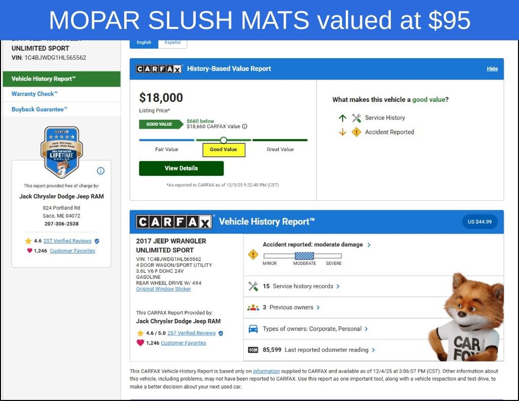 Used 2017 Jeep Wrangler Unlimited Sport w/ Quick Order Package 24S image 11