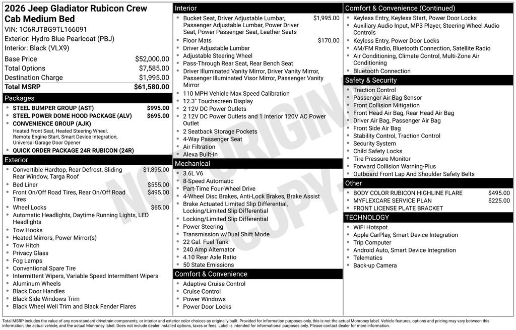 New 2026 Jeep Gladiator Rubicon w/ Steel Bumper Group image 6