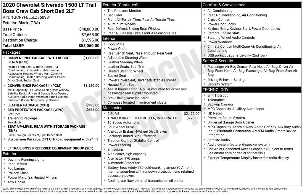 Used 2020 Chevrolet Silverado 1500 LT Trail Boss
