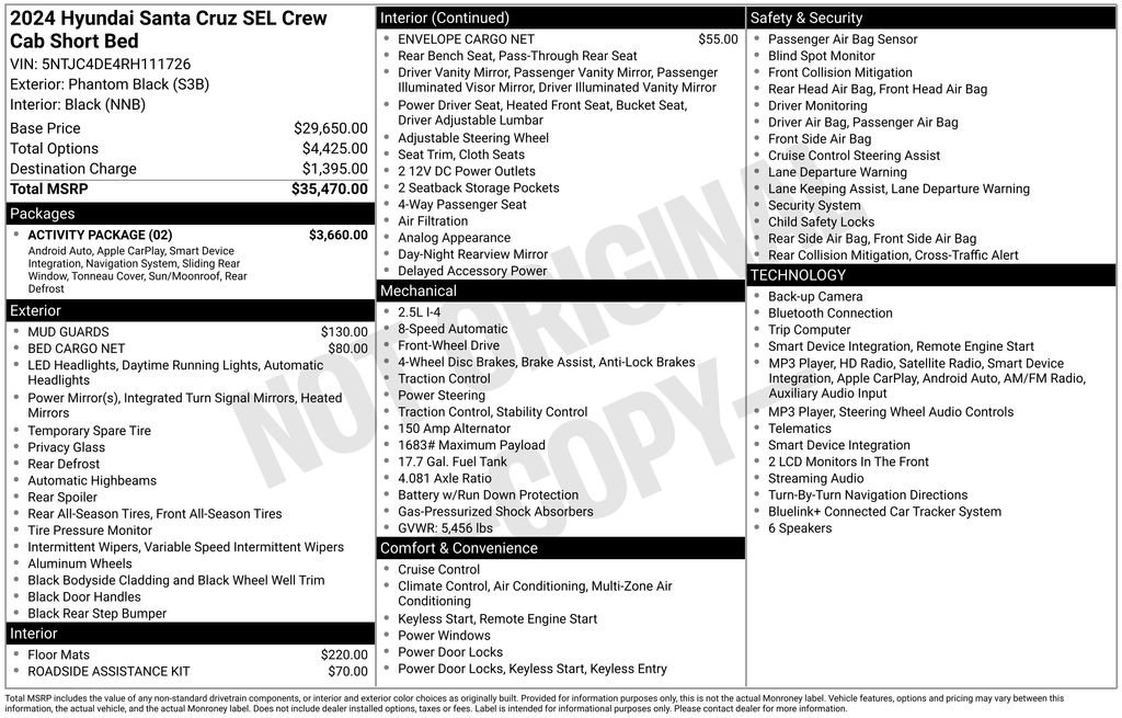 Certified 2024 Hyundai Santa Cruz SEL w/ Activity Package FWD image 31