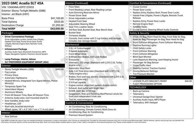 Used 2023 GMC Acadia SLT FWD image 53