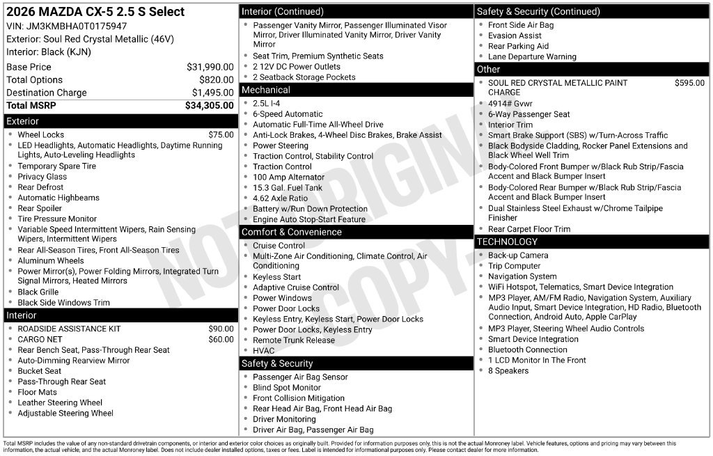 New 2026 MAZDA CX-5 Select AWD/4WD image 6