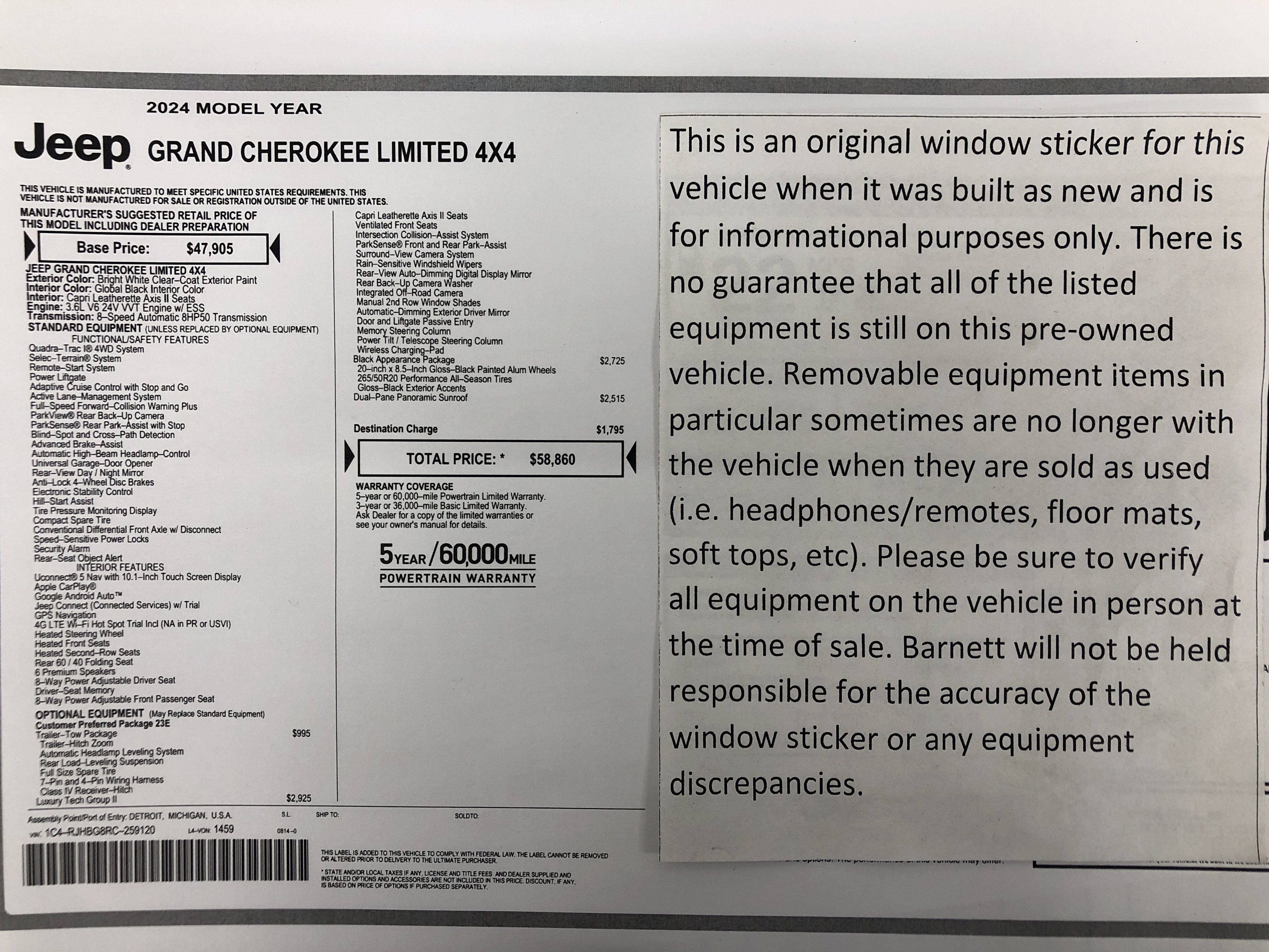 Certified 2024 Jeep Grand Cherokee Limited w/ Luxury Tech Group II AWD/4WD image 2