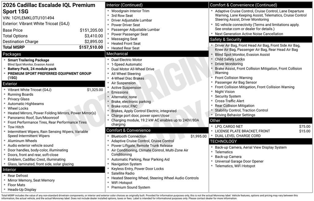 New 2026 Cadillac Escalade IQL Sport 2 AWD/4WD image 51
